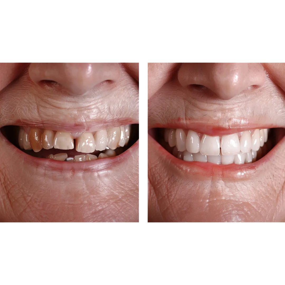 Before and After comparison of teeth whitening